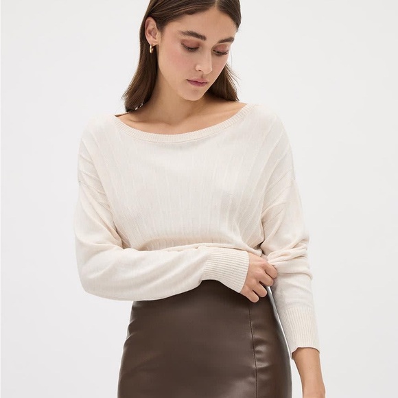 RW&CO. Sweaters - Sz XXS RW&CO Long-Sleeve Boat-Neck Relaxed Sweater off white mix  Ribbed Sweater